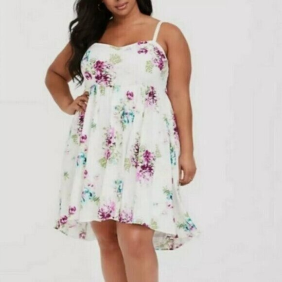 New Torrid Floral Skater Hi Low Dress Size 5X Summer Casual Date - Picture 1 of 16
